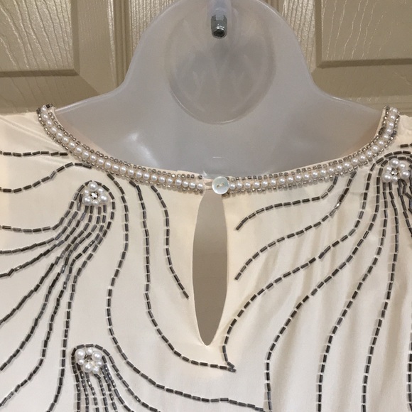 100%Pure Silk Argenti Notte Beaded Blouse NWT Large - Picture 9 of 10